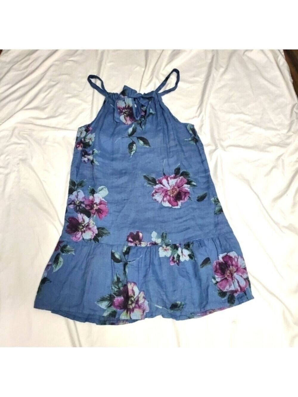 100% Lino Italian Linen Floral Sundress S (IT 42)